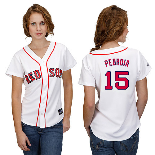 Dustin Pedroia #15 mlb Jersey-Boston Red Sox Women's Authentic Home White Cool Base Baseball Jersey